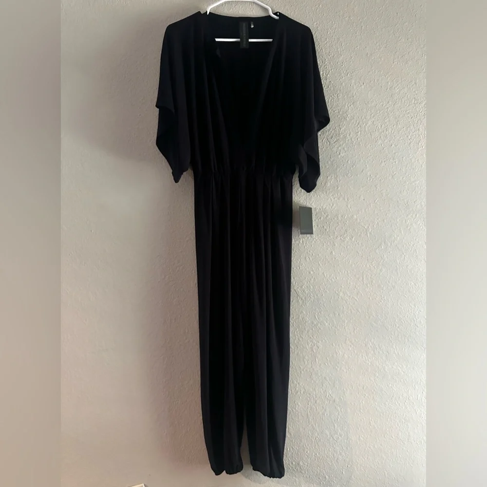 Norma Kamali Deep V Midnight  Jumpsuit - Picture 2 of 9
